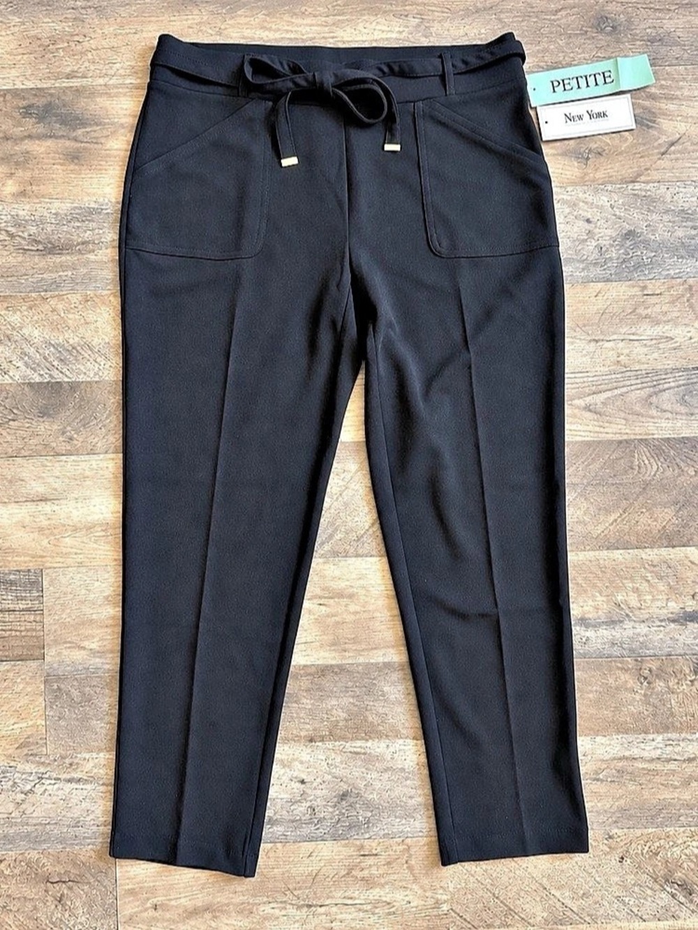New York Clothing Company Petite Straight Leg Pants Black Size 12P NWT